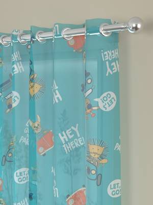 ROSARA HOME Quirky Pack of 2 Sheer Door Curtains -7 Feet,Blue 2