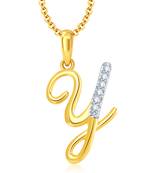 Letter Y Gold and Rhodium Plated CZ Alphabet Pendant