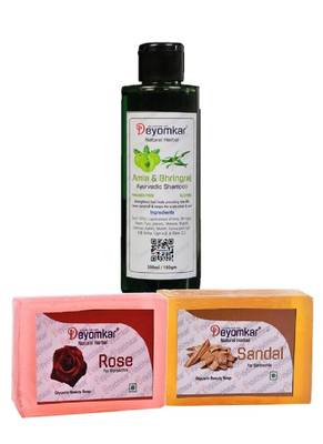 Herbal Amla Brinjraj Shampoo with SandalWood Soap And Rose Soap 1
