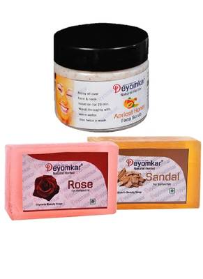 Herbal Apricot Honey Scrub with SandalWood Soap And Rose Soap 1