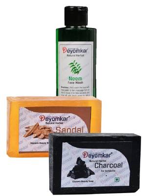 Herbal Neem FaceWash with SandalWood Soap And Charcoal Soap 1