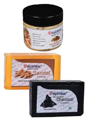 Herbal Sandalwood FacePack with SandalWood Soap And Charcoal Soap 1