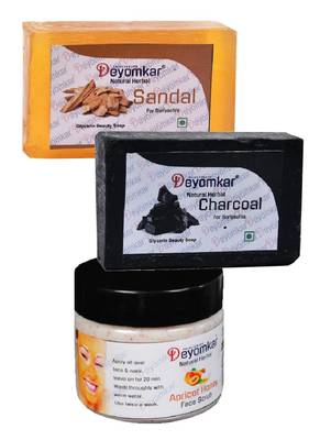 Herbal Apricot Honey Scrub with SandalWood Soap And Charcoal Soap 1