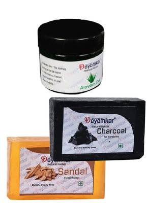 Herbal Alovera Gel with SandalWood Soap And Charcoal Soap 1