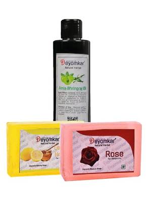 Herbal Amla Brinjraj Oil with Rose Soap  And Lemon Honey Soap 1