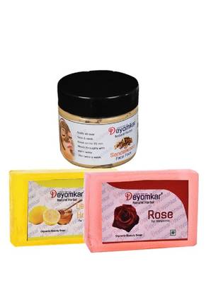 Herbal Sandalwood FacePack with Rose Soap And Lemon Honey Soap 1