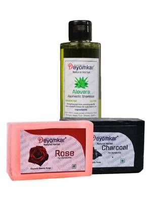Herbal Alovera Shampoo with Rose Soap And Charcoal  Soap 1