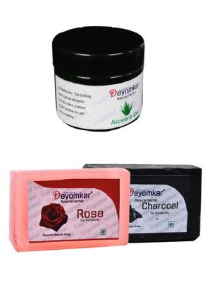 Herbal Alovera Gel with Rose Soap And Charcoal Soap 1