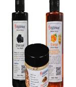 Deyomkar Natural Herbal Charcol Facewash Orange Peel of Mask  And Sandalwood face pack