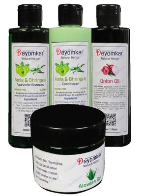 1 Amla Brinjraj shampoo 1Amla Conditioner 1 Onion Oil 1 Alovera Gel 1