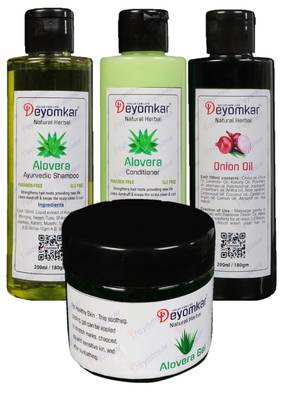 1 Alovera shampoo 1 alovera Conditioner 1 Onion Oil  1 Alovera Gel 1