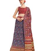 Amrutam Fab blue Color Satin Digital Print Crush Designer Lehenga Choli