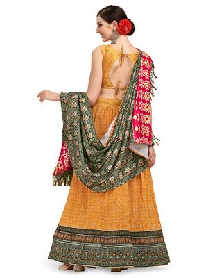 Amrutam Fab Orange Color Satin Digital Print Crush Designer Lehenga Choli (LC 3013) 2
