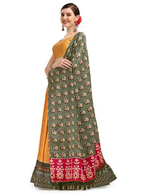 Amrutam Fab Orange Color Satin Digital Print Crush Designer Lehenga Choli (LC 3013) 4