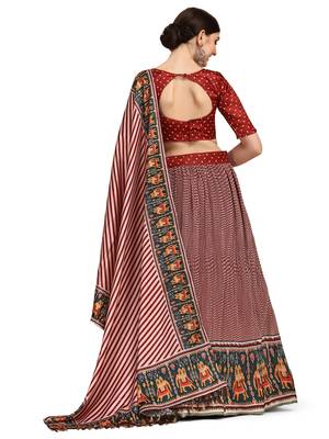 Amrutam Fab Maroon Color Satin Digital Print Crush Designer Lehenga Choli (LC 3017) 2