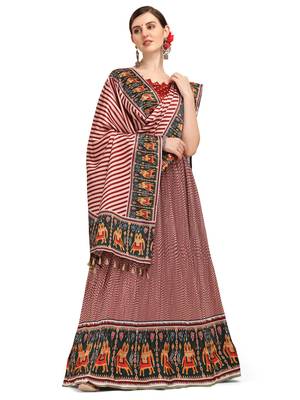 Amrutam Fab Maroon Color Satin Digital Print Crush Designer Lehenga Choli (LC 3017) 3