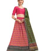 Amrutam Fab Pink Color Satin Digital Print Crush Designer Lehenga Choli (LC 3020)