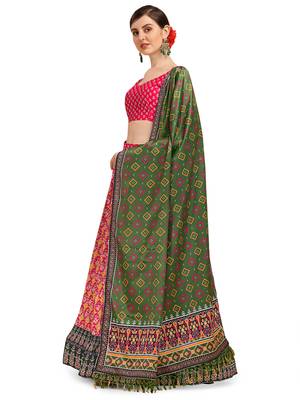 Amrutam Fab Pink Color Satin Digital Print Crush Designer Lehenga Choli (LC 3020) 4