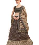 Amrutam Fab Black Color Satin Digital Print Crush Designer Lehenga Choli (LC 3024)