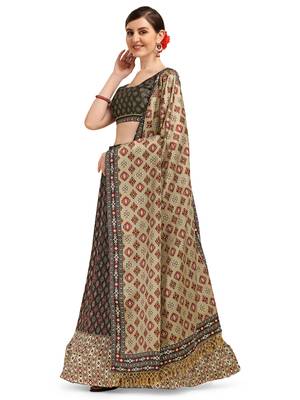 Amrutam Fab Black Color Satin Digital Print Crush Designer Lehenga Choli (LC 3024) 4