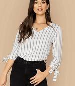 White printed twill crop-tops