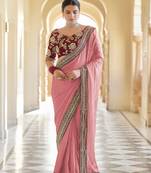 Peach Color Saree & blouse & blouseWith Zari and Sequins Work