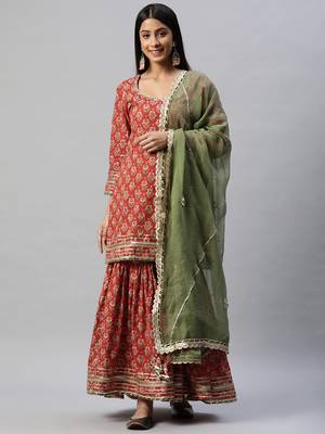 Red zardosi cotton salwar 1