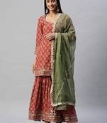 Red zardosi cotton salwar