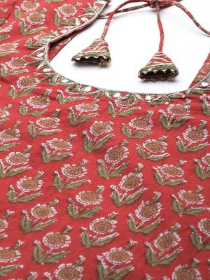 Red zardosi cotton salwar 2