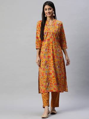 Mustard sequins cotton salwar 1