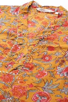 Mustard sequins cotton salwar
