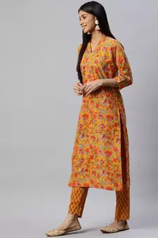 Mustard sequins cotton salwar