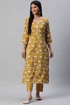 Yellow thread cotton salwar