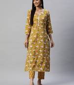 Yellow thread cotton salwar