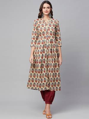 Beige mirror cotton salwar 1