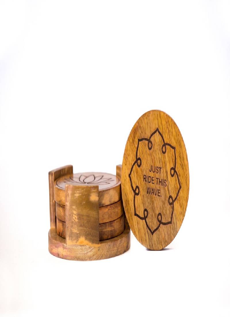 Quirky Coasters Round With Stand Set Of 4