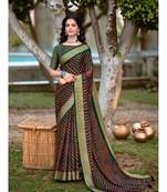 Multicolor printed chiffon saree with blouse