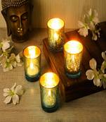 Green Glass Votive Set of 4