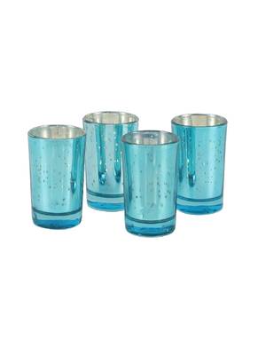 Green Glass Votive Set of 4 2