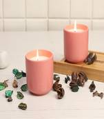 Pink Ceramic Glass Wax Candle Set of 2