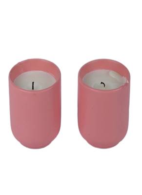 Pink Ceramic Glass Wax Candle Set of 2 4