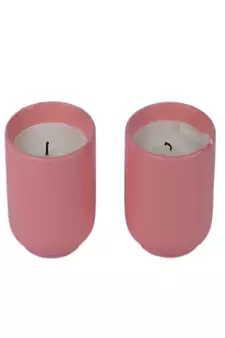 Pink Ceramic Glass Wax Candle Set of 2