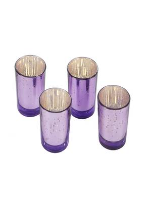 Purple Glass Votive Set of 4 1