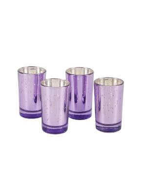 Purple Glass Votive Set of 4 2