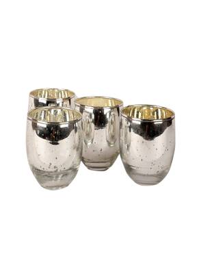 Silver Big Glass Votive Set of 4 3
