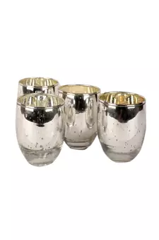 Silver Big Glass Votive Set of 4