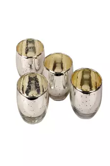 Silver Big Glass Votive Set of 4