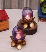Small Glass Lotus Purple Set of 2