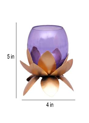 Small Glass Lotus Purple Set of 2 2
