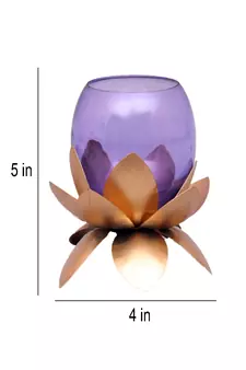 Small Glass Lotus Purple Set of 2